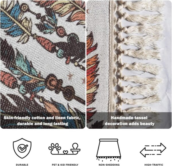 Round Boho Nursery Rug 4 ft Forest Animal Theme Cartoon Carpets Woodland Bedroom Decor Botanical Floral Rabbit Cute Area Rug Non Slip Circle Floor Mat for Boys Girls Room Playroom Classroom - Image 5