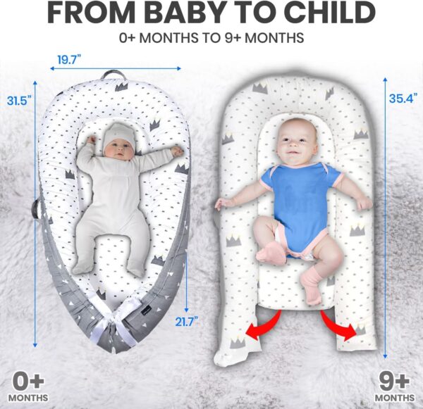 Totsi Baby Lounger Set | Ultra-Soft Baby Nest with Pillow and Blanket | Machine Washable Infant Lounger 0-24 Months | Adjustable Infant Nest for Travel | Baby Lounger Cover for Newborn - Image 8