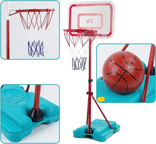 TONZE Kids Basketball Hoop and Stand Height Adjustable,Net and Ball Outdoor Indoor Mini Basketball Hoop Sport Play Set Toys for 4 5 6 7 Year Old Boys Girls(88cm/138cm/190cm) - Image 6