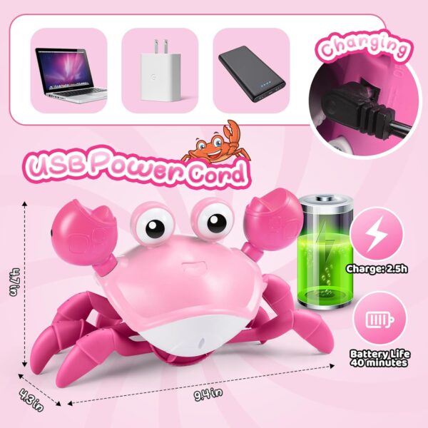 Toyzey Baby toys for 1-3 Year Old Crawling Crab Toy for 0-6 Months Baby Sensory Toys for Baby Age 1-3 Baby Gift 6 Months Plus Dancing CrabToy Baby Age 6-12 Months Tummy Time Toys 0-12 Months Baby Gift - Image 6