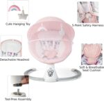 GYMAX Electric Baby Bouncer, Baby Swing Chair with 5 Swing Speed, Remote Control and Timing Function, Portable Newborn Rocking Chair (Pink) - Image 7