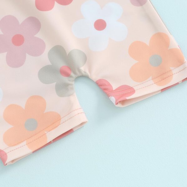 LYSINK Toddler Baby Girl Swimsuit Set One Piece Long Sleeve Zip Up Rash Guard Swimwear Sun Protection with Hat 2Pcs Bathing Suit - Image 6