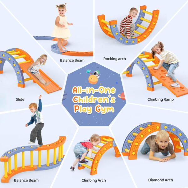 Brolteja Toddler Climbing Frame, Children's Plastic Tripod Climbing Ladder, Indoor Montessori Game Climbing Set (Tripod & Arch & slide) - Image 3