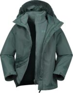 Mountain Warehouse Fell Kids 3 in 1 Jacket - Water-Resistant Triclimate Raincoat, Detachable Inner Coat & Packaway Hood - for Walking, Hiking & Outdoors