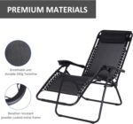 Outsunny Zero Gravity Chair Metal Frame Texteline Armchair Outdoor Folding and Reclining Sun Lounger with Head Pillow for Patio Decking Gardens Camping, Black - Image 6