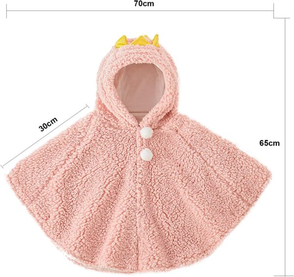 TINAYAUE Hooded Cloak Cloaks Warm Knitted Poncho Toddlers Lamb Wool Cape Poncho Coat Hoodies Winter Halloween Cape Snowsuit Outwear Hooded Wool Blend Capes for Boys Girls Baby - Image 2