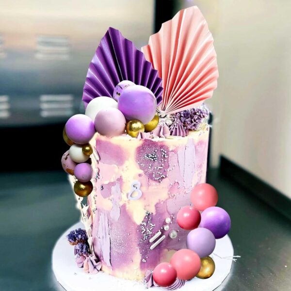 JeVenis 27PCS Purple Pink Cake Decorations Purple Pink Palm Leaves Cake Decoration Balls Cake Decoration for Wedding Baby Shower Birthday - Image 6