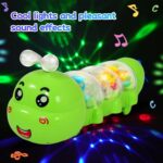 SWTOIPIG Baby Toys Transparent Caterpillar Toy With Light and Music, Electric Mechanical Gear Toy for Boys Girls Toddler Gifts for Old Raupe - Image 2