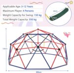 GYMAX 10FT Dome Climber, Kids Climbing Set with Swing and Convenient Grip, Indoor Outdoor Children Climbing Frame for 3-12 Years Old Boys Girls, Max Weight 350kg (Red+Blue, 305x293x159cm) - Image 5