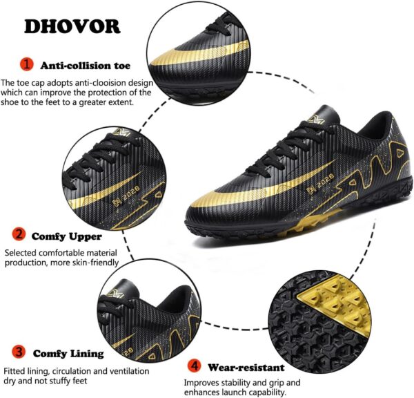 DHOVOR Football Boots Boys Girls Astro Turf Football Boots Kids Professional Training Football Shoes Athletics Sport Indoor Soccer Shoes - Image 2