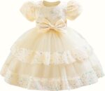 Belovecol Baby Girls Sequin Dress Bowknot Tulle Embroidery Dresses Toddler Formal Baptism Dresses 12M to 5T