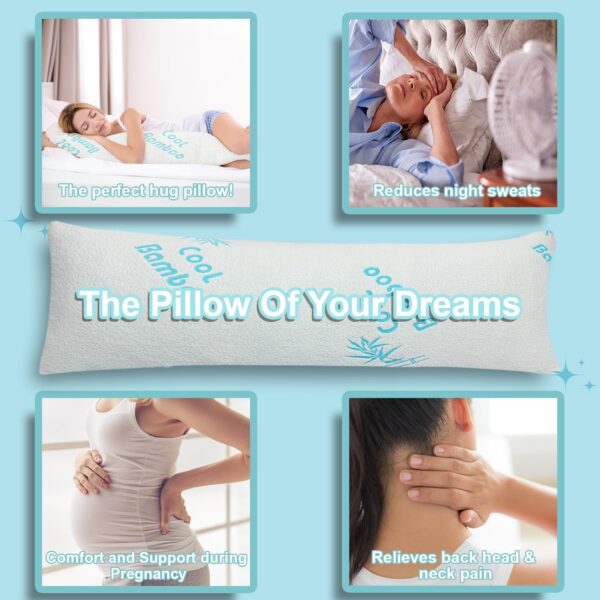 Cooling Bamboo Full Body Pillow for Sleeping, Shredded Memory Foam, Long Pregnancy Pillows for Adults, Washable & Removable Zippered Breathable Hypoallergenic Bamboo Cover Firm Side Sleeper Hug Pillow - Image 7