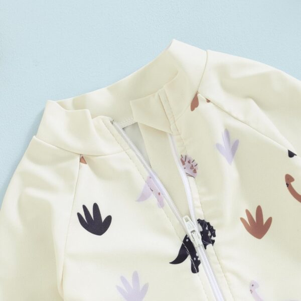 Beauace Baby Boy Swimsuit Long Sleeve Zipper Animal Print Romper Toddler Bathing Suit Toddler Girls Swimwear Outfit with Sun Hat - Image 4