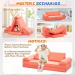 jela Kids Couch Large, Floor Sofa Modular Funiture for Kids Adults, Playhouse Play Set for Toddlers Babies, Modular Foam Play Couch Indoor Outdoor (56.7"x28.3"x17.3", Coral) - Image 7