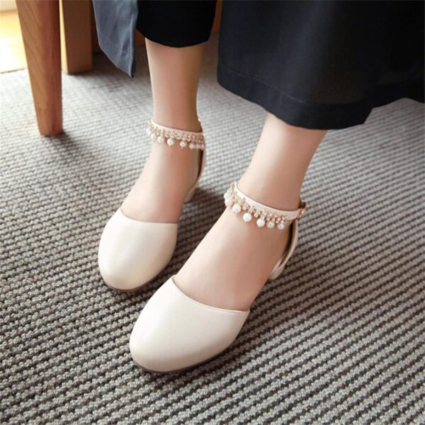 Girls School Shoe Girls Mary Jane Dress Shoes Pumps Low Heels Flower Party High School Prom Sandals Grils Dress Shoes Girl High Heels - Image 5