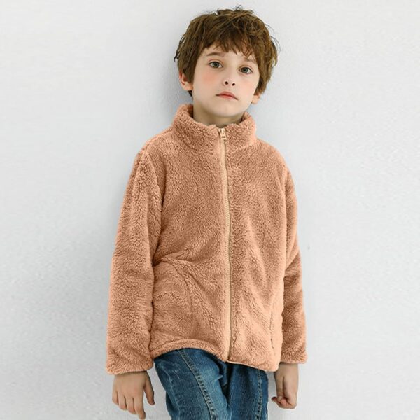Toddlers Boys Girls Polar Fleece Lined Sherpa Full-Zip Jacket Baby Winter Fuzzy Coat Long Sleeve Warm Outwear Padded Coats for Kids - Image 2