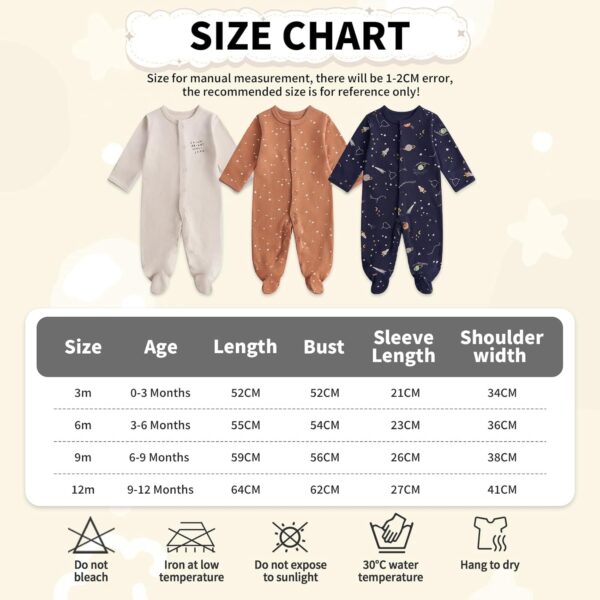 JiAmy Unisex Baby Boy Girl Footies Rompers Cotton Long Sleeve 3 Pack Infant Jumpsuits 0-12 Months Babies' Outfits - Image 6