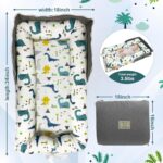 Baby Lounger, Foldable Portable Infant Lounger, Baby Nest Cover, Suitable for 0-24 Months Newborn Baby Lounger,Home Travel Dual-Purpose Baby Nest（Blue Dinosaur） - Image 3