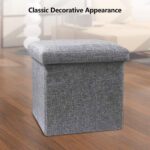 Cosaving Folding Ottoman Stool Storage Ottoman Seat Footstools with Storage Ottoman Storage Cube Storage Box Toy Chest Storage with Lid for Space Saving 30x30x30 cm, Grey… - Image 11