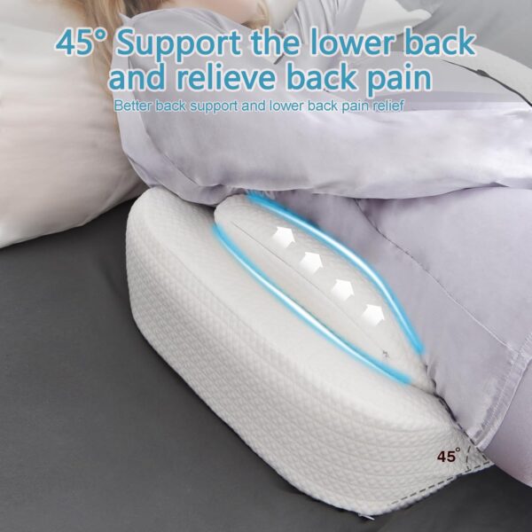 GOENDR Pregnancy Pillows for Sleeping, Upgraded Memory Foam Maternity Pillow for Pregnant Women, Pregnancy Wedge Pillow with Removable, Washable Cover, Support for Belly, Back, HIPS (White) - Image 3