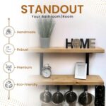 Double Rustic Wooden Shelves Wall-Mounted Shelf with Seated Double Black L Brackets, Made from Solid Timber - Ideal for Kitchen Living Room Decor (100cm) - Image 4