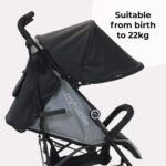 My Babiie MB02 Stroller - from Birth to 4 Years (22kg), Lightweight & Compact Umbrella Fold, Travel Buggy for Toddlers - Black & Grey - Image 2