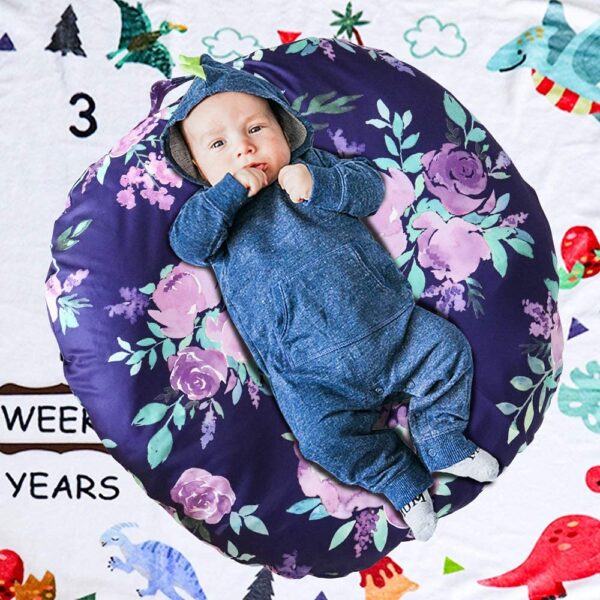 Dinosaur Lounger Cover, Lounger Cover Blue, Lounger Cover Boy, Breathable & Reusable Lounger Removable Slipcover for Newborn, Snugly Fit Baby Infant Lounger (Purple Flower) - Image 6