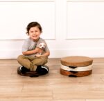 Factory Direct Partners Rustic Kid 15 inch Round Floor Cushions with Handles, Distressed Faux Leather, Flexible Seating for Home, Playroom, Montessori, Daycare, Classroom (4-Piece), 12223-DA - Image 5