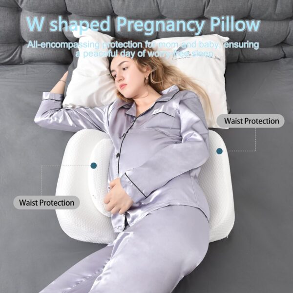 GOENDR Pregnancy Pillows for Sleeping, Upgraded Memory Foam Maternity Pillow for Pregnant Women, Pregnancy Wedge Pillow with Removable, Washable Cover, Support for Belly, Back, HIPS (White) - Image 5