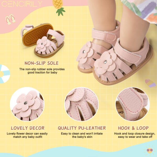 CENCIRILY Infant Baby Girls Summer Sandals Newborn Bow-Knot Open Toe Beach Shoes Casual Lightweight Anti Slip Sole Flat - Image 5