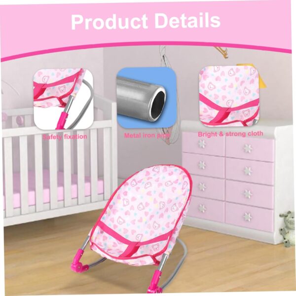 Doll Car Seat Baby Doll Car Seat Foldable Doll Car Seat Strong Plastic ＆ Fabric Doll Stroller Pretend Play Toys Baby Doll Accessories for Girls 4 Years+ - Image 2