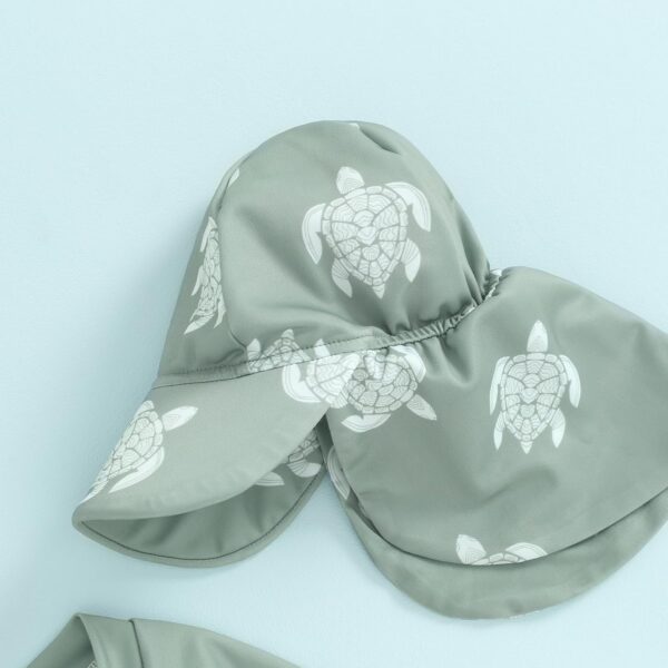 Springcmy Toddler Baby Boys Swimsuit One Piece Long Sleeve Rash Guard Zipper Bathing Suit Swimwear with Hat Sun Protection Beachwear - Image 7