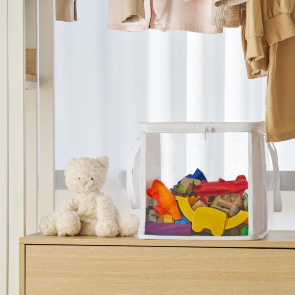 holay 2-Pack 12" Cube Storage Bins [White] - 27L Capacity PVC Boxes Transparent Lid & Handles - Durable & Foldable - Multi-Purpose Toy, Clothes, Blocks Organizer for Kids, Toddlers, Playroom (Large) - Image 6