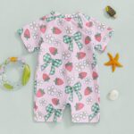 BYUSBAYA Toddler Baby Boy Girl Swimsuit One-Piece Zipper Short Sleeve Rash Guard Summer Sun Protection Beach Swimwear Bathing Suit - Image 3