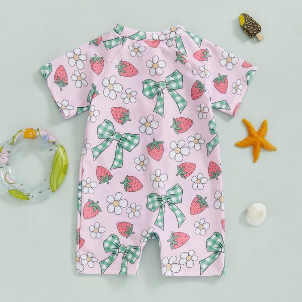 BYUSBAYA Toddler Baby Boy Girl Swimsuit One-Piece Zipper Short Sleeve Rash Guard Summer Sun Protection Beach Swimwear Bathing Suit - Image 3
