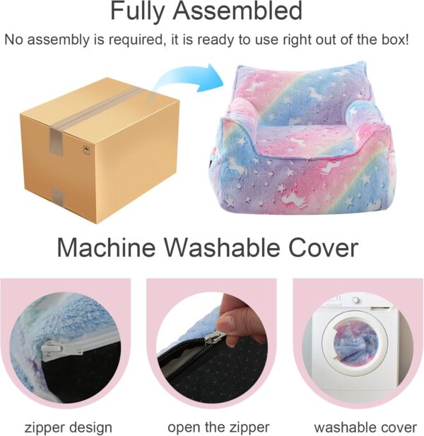 COMAX Kids Bean Bag Chair, Toddler BeanBag Sofa Chair Stuffed with Filler for Boys and Girls, Lazy Sofa Couch with Pocket for Playroom, Nursery Room, Colorful Rainbow - Image 7