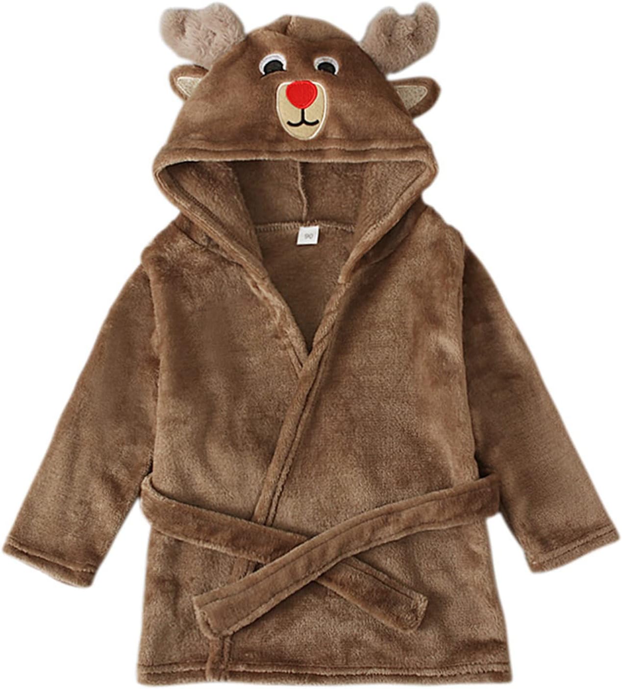 71ELUlH2DoL._AC_SL1500_.jpg Toddler Kids Boys Girls Christmas Bathrobe Hooded Long Sleeve Robe Sleepwear with Belt Baby Plush Animal Pajamas Robes Adorable Holiday Baby Clothes - Image 1