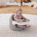 Baby Floor Seat with Tray, Feeding Seat Portable for Sit Up Activity & Eating for Infants, Gray - Image 3
