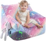 COMAX Kids Bean Bag Chair, Toddler BeanBag Sofa Chair Stuffed with Filler for Boys and Girls, Lazy Sofa Couch with Pocket for Playroom, Nursery Room, Colorful Rainbow