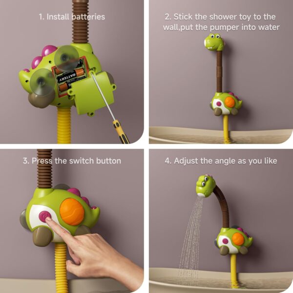 TUMAMA Kids Bath Toy Baby from 1 Year, Children's Shower Bath Toy from 1 2 3 4 5 6 Years with 3 Wind-Up Toys, Water Toy Children's Shower for the Wall, Bathtub Water Toy - Image 2