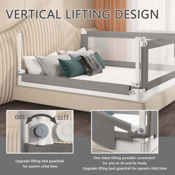 PRMTYUP Baby Bed Guard, Vertical Lifting Toddler Safety Protection Guard, Anti-Fall Gate Mesh Guardrail For Baby Kids, Fall Protection For Cribs, For Infants - Image 3
