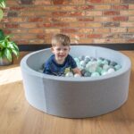 Selonis Soft Ball Pit Pool 90X30cm/200 Balls Round For Baby Toddler Foam, Light Grey:Powder Pink/Pearl/Transparent - Image 6