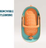 Coo11 Baby Bath Seat for 0-6 Months Newborn, Foldable Anti-Slip Chair Support, Ergonomic Quick Drying Design & Soft Rubber Headrest, Portable & Lightweight Bathing Essential for Home & Travel - Orange - Image 6