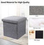 Cosaving Folding Ottoman Stool Storage Ottoman Seat Footstools with Storage Ottoman Storage Cube Storage Box Toy Chest Storage with Lid for Space Saving 30x30x30 cm, Grey… - Image 3