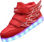 Kid Girl LED Light up Sneaker Athletic Wings Shoe High Student Dance Boot USB Charge
