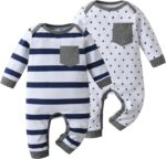 Tearfuty Newborn Baby Boy Rompers Cotton One Piece Jumpsuit Long Sleeve Rompers（2 Pack）