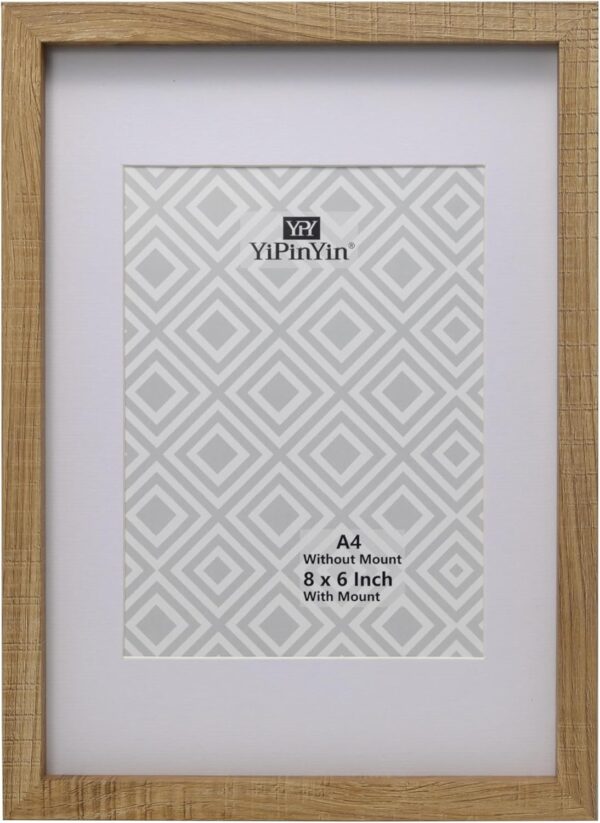 Natural Wood Effect A4 Photo Frames set of 3 with Mount for A5(6 x 8 ''),A4 Gallery Boxed Picture Frames With Mount for A5, A5 picture frames, Modern A4, A5 documents frames. - Image 4