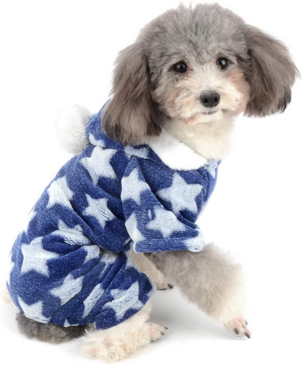 71GW61lqFoL._AC_SL1500_.jpg Zunea Small Dog Pyjamas Jumpsuit Puppy Hoodie Coat Clothes for Dogs Girl Boy Winter Warm Pajamas Outfits Overall Jumper Soft Pet Apparel Blue XXL (Pls Check the Size of Chest and Back Before Order) - Image 1