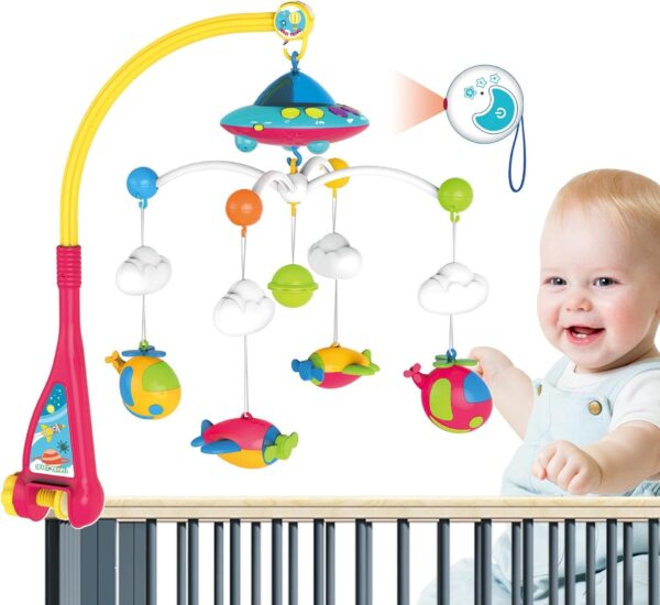 Musical Crib Mobile, Remote Control Baby Mobile, Rotating Light Projector, Soothing Lullabies, Multi-Function Musical Nursery Decoration for Boys and Girls, 50x48 cm, 1200kg - Image 9