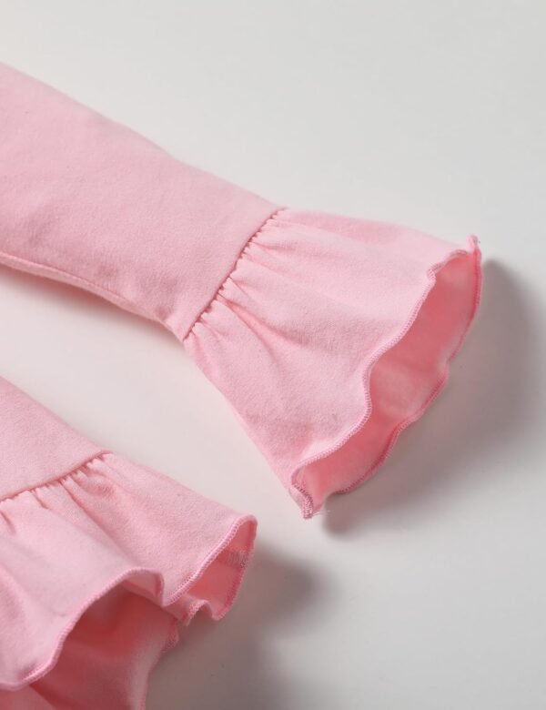 puseky Toddler Baby Girl Clothes Long Sleeve Ruffle Bow Solid Shirt Dress Tops and Floral Pants Girls Fall Clothes Sets - Image 6